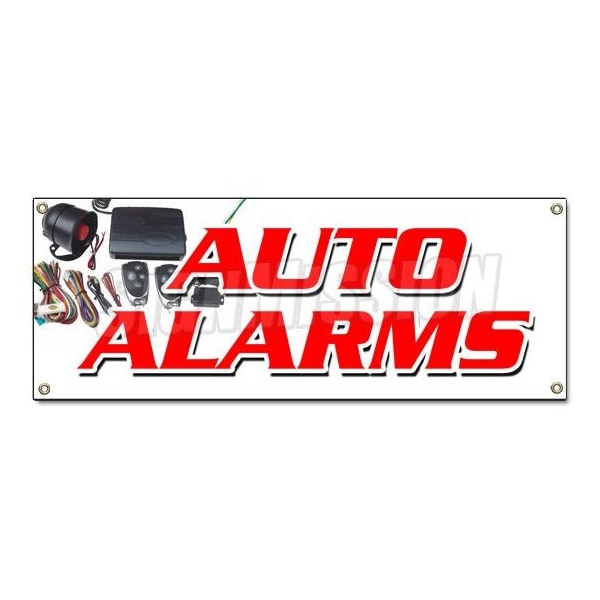 AUTO ALARMS BANNER SIGN installation power locks windows audio repairs